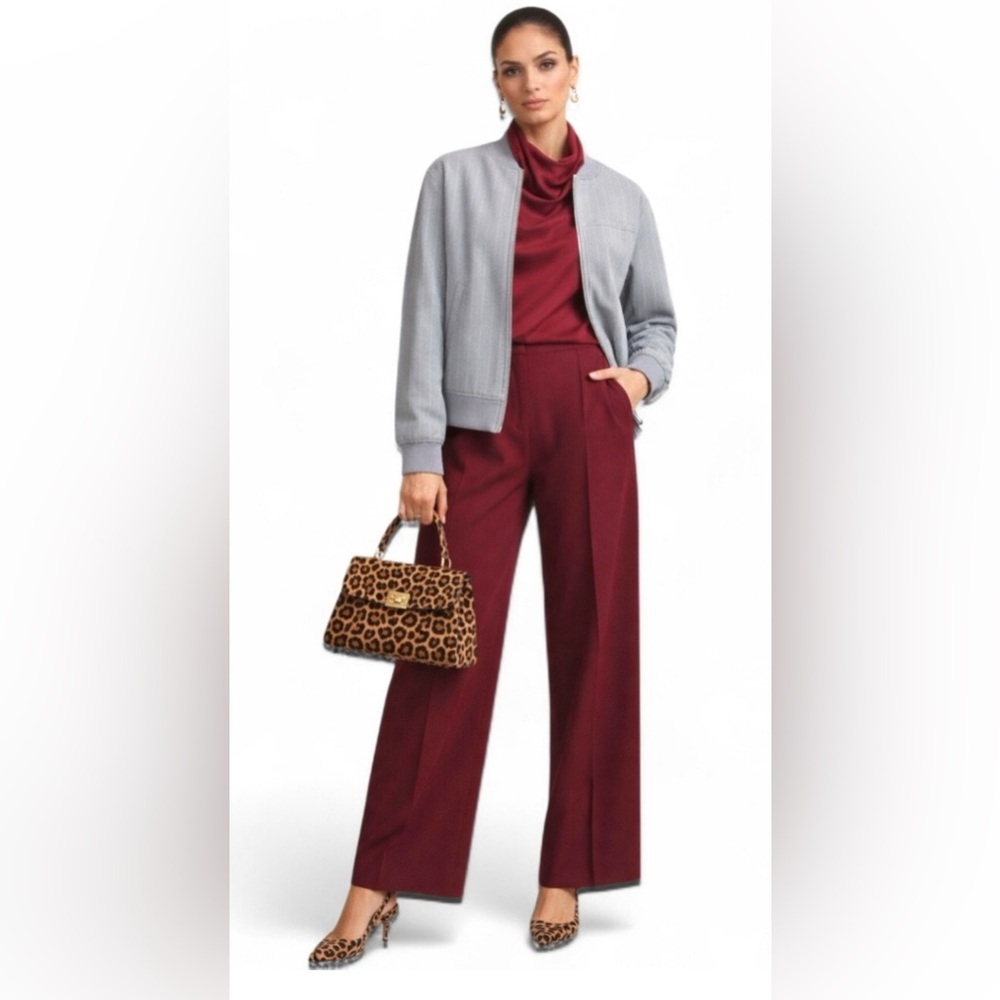 NWT Scoop Gray pinstripe Bomber Jacket Zip up - Picture 4 of 11